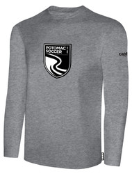 POTOMAC SA BASICS LONG SLEEVE COTTON T-SHIRT WITH LARGE CENTER CREST WEARER'S CENTER CHEST LOGO LIGHT HEATHER GREY BLACK
