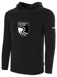 POTOMAC SA BASICS FLEECE HOODIE WITH LARGE CENTER CREST WEARER'S CENTER CHEST LOGO BLACK WHITE
