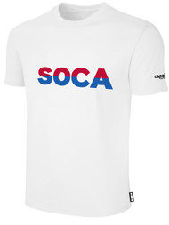 SOCA BASICS SHORT SLEEVE COTTON T-SHIRT WITH DOUBLE TEXT LOGO WEARER'S LEFT CHEST LOGO WHITE BLACK