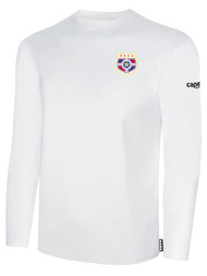 SOCA BASICS LONG SLEEVE COTTON T-SHIRT WITH CREST WEARER'S LEFT CHEST LOGO WHITE BLACK