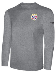 SOCA BASICS LONG SLEEVE COTTON T-SHIRT WITH CREST WEARER'S LEFT CHEST LOGO LIGHT HEATHER GREY BLACK