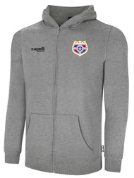 SOCA BASICS FULL-ZIP FLEECE HOODIE WITH CREST WEARER'S LEFT CHEST LOGO LIGHT HEATHER GREY BLACK