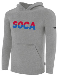 SOCA BASICS FLEECE HOODIE WITH DOUBLE TEXT LOGO WEARER'S LEFT CHEST LOGO LIGHT HEATHER GREY BLACK