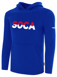 SOCA BASICS FLEECE HOODIE WITH DOUBLE TEXT LOGO WEARER'S LEFT CHEST LOGO ROYAL BLUE WHITE