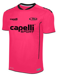 RUSH CANADA SPARROW MATCH SHORT SLEEVE GOALIE JERSEY  --  NEON PINK BLACK