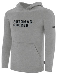 POTOMAC SA BASICS FLEECE HOODIE WITH CREST CENTER FRONT: POTOMAC SOCCER TEXT LOGO LIGHT HEATHER GREY BLACK