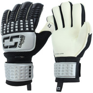 HAWAII RUSH CS 4 CUBE COMPETITION ELITE ADULT GOALKEEPER GLOVE WITH FINGER PROTECTION -- SILVER BLACK