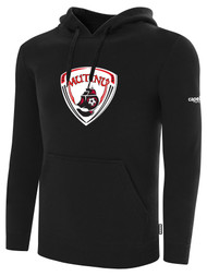 NORTH MANATEE SC BASICS I FLEECE PULLOVER HOODIE WEARER'S CENTER FRONT CHEST LOGO BLACK WHITE