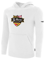 ST.MARY'S BASICS FLEECE HOODIE LOGO CENTER CHEST   WHITE   BLACK
