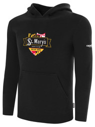 ST.MARY'S BASICS FLEECE HOODIE LOGO CENTER CHEST   BLACK   WHITE