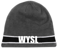 WYSL CS ONE STRIPED KNIT BEANIE -- GREY