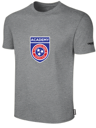 TN TEMPO  BASICS SHORT SLEEVE COTTON T-SHIRT WITH WITH LARGE CREST ON   CENTER CHEST LIGHT HEATHER GREY BLACK