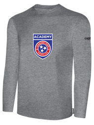 TN TEMPO   BASICS LONG SLEEVE COTTON T-SHIRT LARGE CREST WEARERS CENTER CHEST   LIGHT    HEATHER GREY BLACK