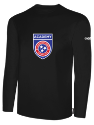TN TEMPO   BASICS LONG SLEEVE COTTON T-SHIRT LARGE CREST WEARERS   CENTER CHEST BLACK WHITE