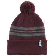TN TEMPO  STRIPED KNIT CUFF HAT DARK GREY MAROON