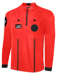 OFFICIAL REFEREE LONG SLEEVE    JERSEY WITH ZIPPER    REFEREE RED BLACK - WYOMING