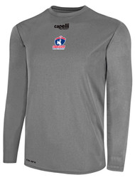REFEREE BASICS CREW NECK LONG SLEEVE POLY TEE LIGHT HEATHER GREY WHITE - WYOMING