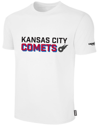 KC COMETS      BASICS TEE SHIRT "KANSAS CITY COMETS" CENTER CHEST WHITE
