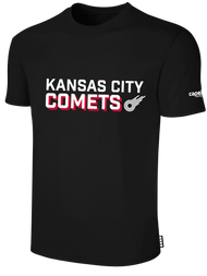 KC COMETS       BASICS TEE SHIRT "KANSAS CITY COMETS" CENTER CHEST BLACK