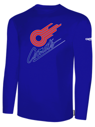 KC COMETS     BASICS LONG SLEEVE KC COMETS CREST CENTER CHEST ROYAL BLUE WHITE