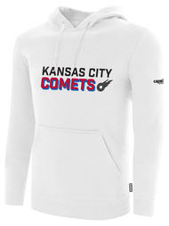 KC COMETS     BASICS FLEECE HOODIE "KANSAS CITY    COMETS" CENTER CHEST WHITE