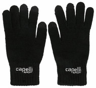 RUSH WISCONSIN WEST BASICS KNIT GLOVES  --  BLACK WHITE