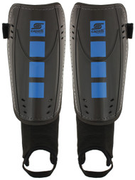 FOUR CUBES SHIN GUARDS  WITH ANKLE  STRAP -- BLACK PROMO BLUE