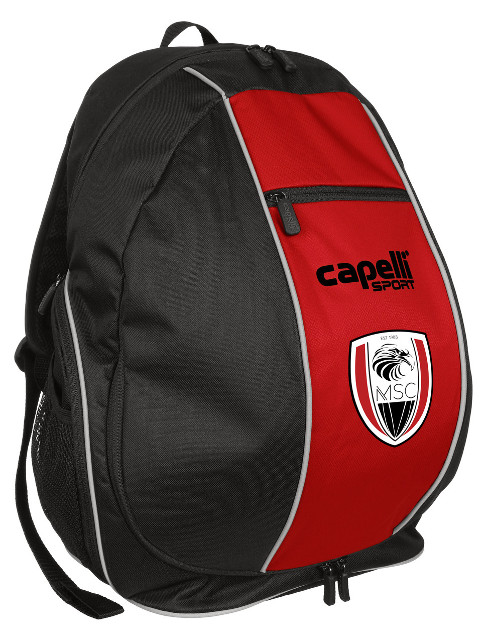 red soccer backpack