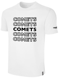 KC COMETS BASICS TEE SHIRT REPEATED TEXT CENTER CHEST -- WHITE BLACK