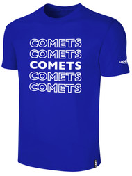 KC COMETS BASICS TEE SHIRT REPEATED TEXT CENTER CHEST -- ROYAL BLUE