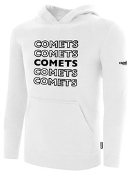 KC COMETS BASICS FLEECE HOODIE REPEATED TEXT CENTER CHEST -- WHITE BLACK