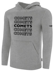 KC COMETS BASICS FLEECE HOODIE REPEATED TEXT CENTER CHEST -- LIGHT HEATHER GREY