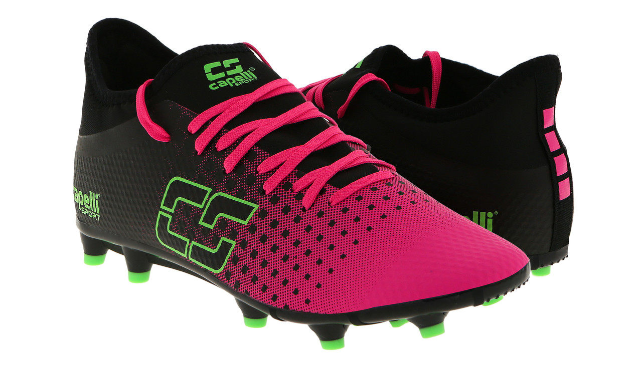 pink and black cleats