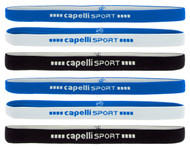 RUSH NEW ENGLAND CAPELLI SPORT 6-PACK ELASTIC HEADWRAP SET W/ SILICON LINING -- BRIGHT BLUE