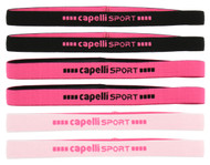 RUSH NEW ENGLAND CAPELLI SPORT 6-PACK ELASTIC HEADWRAP SET W/ SILICON LINING -- PINK COMBO