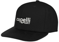 FLAT BRIM  CAP WITH EMBROIDERED LOGO -- BLACK WHITE