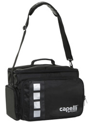 KC COMETS 4 CUBE COACH MEDICAL BAG WITH EXTREIOR POCKETS & INTERIOR DIVIDERS  --    BLACK SILVER