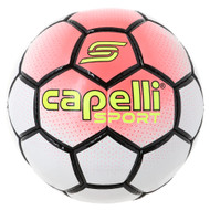 PAL BOWERY HAND STITCHED SOCCER BALL--NEON CORAL WHITE BLACK