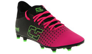 PENN FC YOUTH CS FUSION FIRM GROUND SOCCER CLEATS -- NEON PINK NEON GREEN BLACK