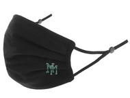 NEW MILFORD 100% COTTON SPORTY PLEATED BODY FACE MASK WITH FILTER POCKET & ADJUSTABLE EAR LOOPS (FILTER PADS NOT INCLUDED) -- BLACK