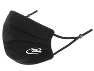 RUSH CONNECTICUT CENTRAL 100% COTTON SPORTY PLEATED BODY FACE MASK WITH FILTER POCKET & ADJUSTABLE EAR LOOPS (FILTER PADS NOT INCLUDED) -- BLACK