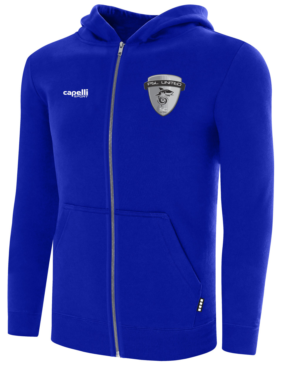 royal blue and white hoodie
