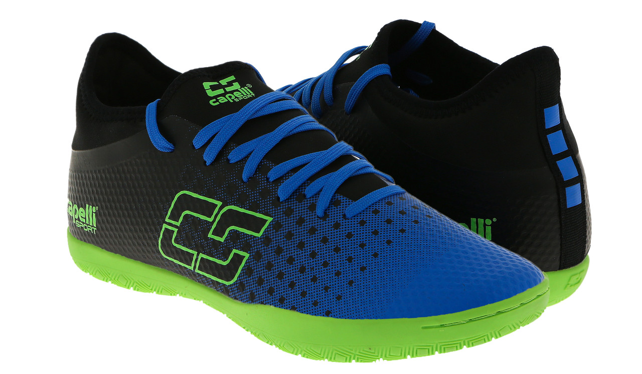 blue indoor soccer shoes