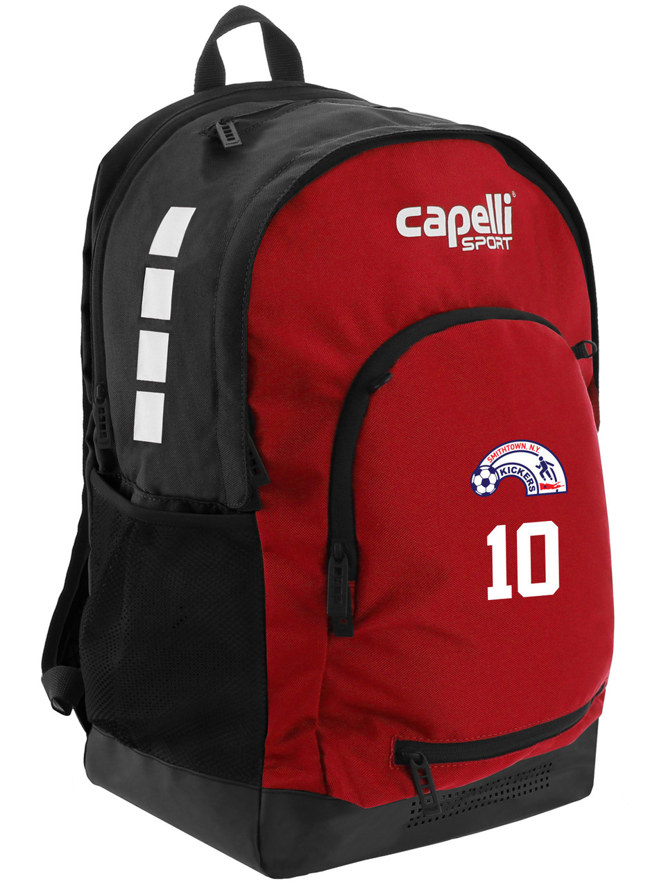 red soccer backpack