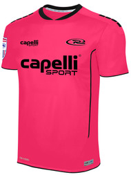 RUSH CONNECTICUT REGIONAL SPARROW MATCH SHORT SLEEVE GOALIE JERSEY  --  NEON PINK BLACK