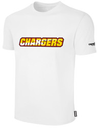 CHARGERS SC SHORT SLEEVE COTTON T-SHIRT  "CHARGERS" YELLOW TEXT FRONT CENTER  WHITE BLACK