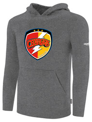 CHARGERS SC FLEECE PULLOVER HOODIE LARGE CHARGERS SC CREST FRONT CENTER DARK HEATHER GREY WHITE