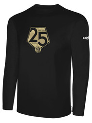 READING UNITED AC LONG SLEEVE COTTON T-SHIRT 25TH ANNIVERSARY LOGO WEARERS CENTER CHEST BLACK WHITE