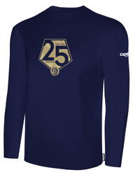READING UNITED AC LONG SLEEVE COTTON T-SHIRT 25TH ANNIVERSARY LOGO WEARERS CENTER CHEST NAVY WHITE