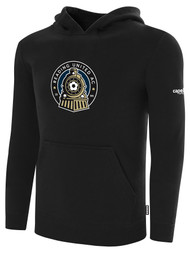 READING UNITED AC FLEECE PULLOVER HOODIE LARGE TEAM CREST WEARERS CENTER CHEST BLACK WHITE
